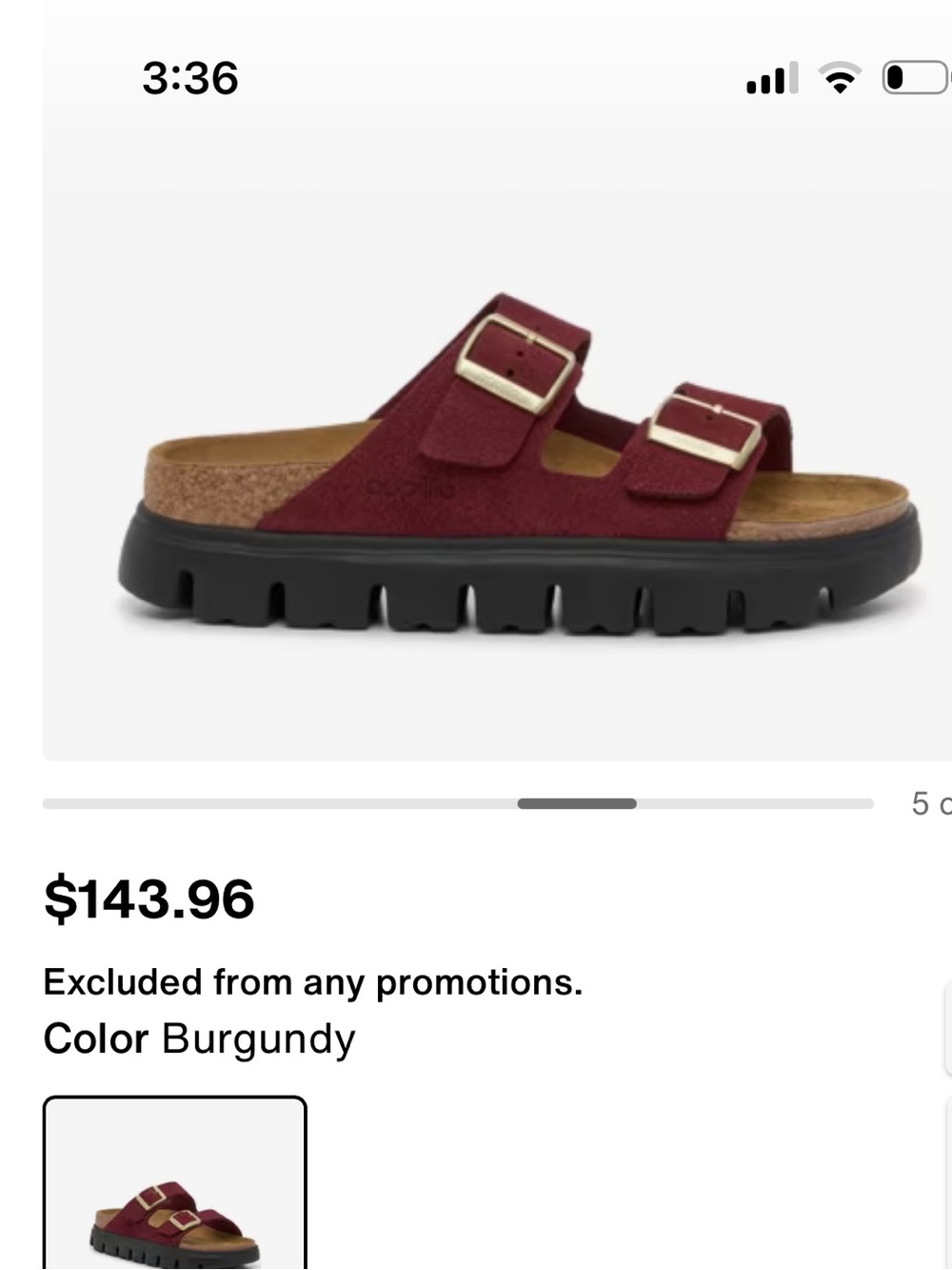 Birkenstock platform Burgundy Two-Strap Sandals with Gold Buckles - Picture 2 of 4